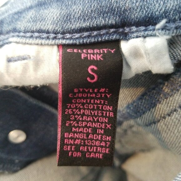 Celebrity Pink Distressed Jean Overalls Dress S - Picture 9 of 12